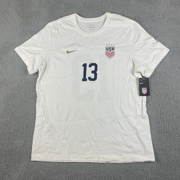 Nike Soccer USWNT Men's X-Large White Alex Morgan #13 Short Sleeve T-Shirt - Picture 1 of 10